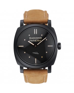 Panerai Radiomir 1940 3 Days Ceramica Black Dial Brown Leather Bracelet 1454229