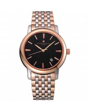 Vacheron Constantin Patrimony Black Dial Rose Gold Case Two Tone Bracelet 62293