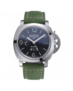 Panerai Luminor GMT Stainless Steel Bezel Green Leather Bracelet 622318