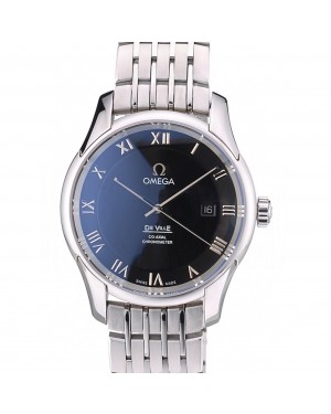 Omega Swiss DeVille Stainless Steel Bezel Roman Numbers Black Dial 7613