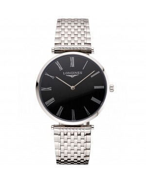 Swiss Longines Grande Classique Black Dial Roman Numerals Stainless Steel Case And Bracelet
