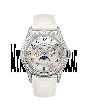 AAA Replica Patek Philippe Annual Calendar White Gold Diamond White Mother of Pearl Watch 4937G-001