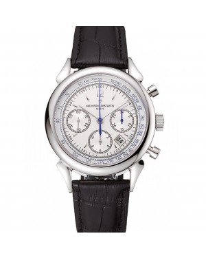 Swiss Vacheron Constantin Traditionnelle Day Date White Dial Black Leather Bracelet 1453987