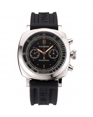 Swiss Panerai Radiomir 1940 Chronograph Black Dial Stainless Steel Case Black Rubber Strap