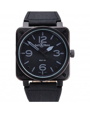 Bell and Ross BR 01-92 Black Dial Black Case Black Leather Strap