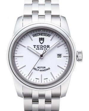 AAA Replica Tudor Glamour Date Day White Dial Steel Strap Mens Watch 56000-4