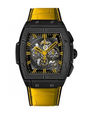 AAA Replica Hublot Spirit Of Big Bang All Black Yellow Alligator Leather Watch 601.CY.0190.LR