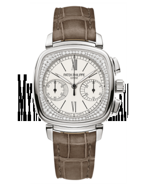 AAA Replica Patek Philippe Chronograph White Gold Silver Watch 7071G-001