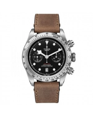AAA Replica Tudor Heritage Black Bay Chrono Calfskin Strap Watch 79350-001