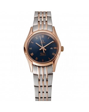 Omega De Ville Ladies Blue Dial Rose Gold Case Two Tone Bracelet 1453784