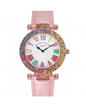 Franck Muller Double Mistery 4 Saisons White Dial Rose Gold Case Light Pink Leather Strap
