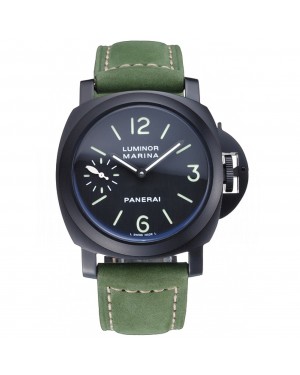 Panerai Luminor Marina Ion Plated Stainless Steel Bezel Green Leather Bracelet 622312