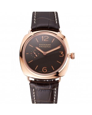 Swiss Panerai Radiomir Oro Rosso Brown Dial Rose Gold Case Brown Leather Strap