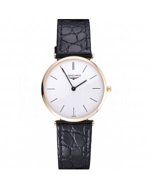 Longines La Grande Classique White Dial Black Leather Strap Homme 622115