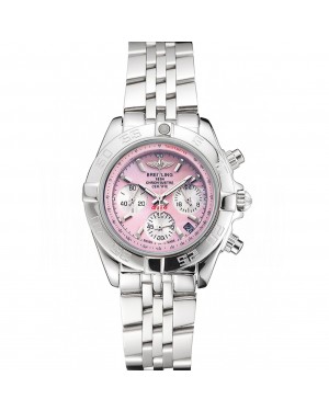 Breitling Chronomat Quartz Pink Dial Stainless Steel Case And Bracelet