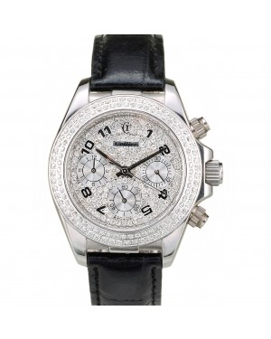 Rolex Daytona Lady Stainless Steel Case Crystal Studded Bezel Crystal Studded Dial