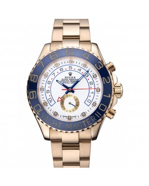 Rolex Yachtmaster II White Dial Blue Bezel Gold Bracelet 622271