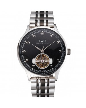 IWC Portugieser Tourbillon Black Dial Stainless Steel Case Two Tone Black Steel Bracelet
