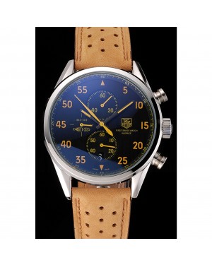 Tag Heuer Carrera SpaceX Silver Bezel with Black Dial and Light Brown Leather Strap tag264 621535