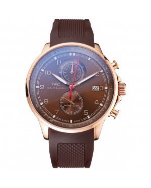 IWC Portugieser Yacht Club Brown Dial Rose Gold Case Brown Rubber Strap