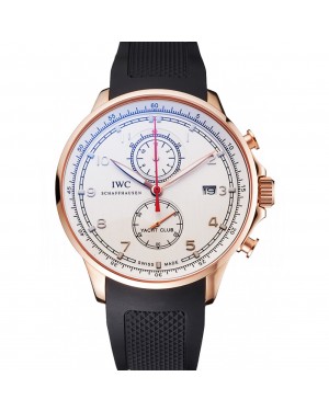 IWC Portugieser Yacht Club White Dial Rose Gold Case Black Rubber Strap