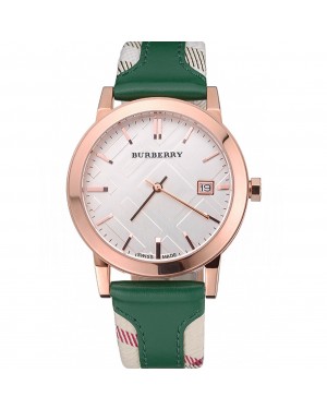 Burberry The City Classic Silver Dial Green Bracelet 622564