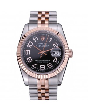 Rolex DateJust Black Dial Stainless Steel and Gold Bracelet 622545