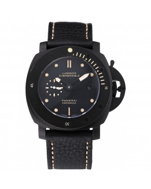 Panerai Luminor Submersible Black Dial Black Case Black Leather Strap