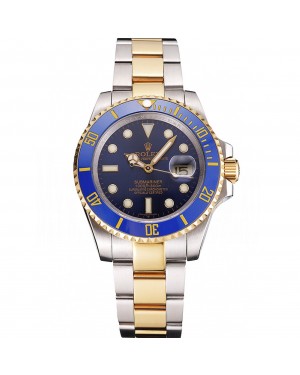 Swiss Rolex Submariner Blue Dial And Bezel Two Tone Steel Gold Bracelet