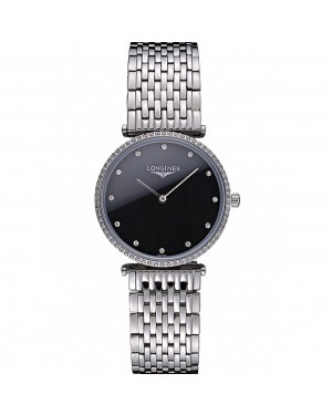Longines La Grande Classique Stainless Steel Black Dial Diamond Bezel Homme 622107