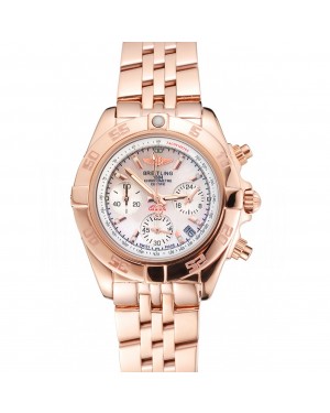 Breitling Chronomat Quartz Pearl Dial Rose Gold Case And Bracelet