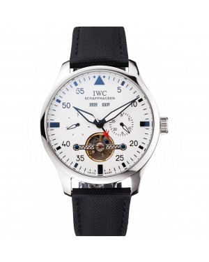 IWC Pilot Tourbillon White Dial Stainless Steel Case Black Textile Strap