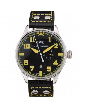 IWC Big Pilot 45mm Black And Yellow Dial Black Leather Bracelet