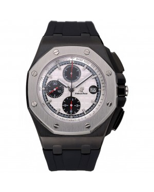 Swiss Audemars Piguet Royal Oak Offshore Chronograph White Dial Black Steel Case Black Rubber Strap 622862