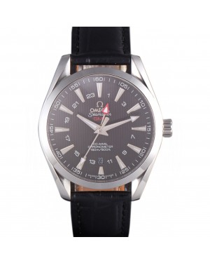 Omega Seamaster Black Dial with Black Leather Band 621574