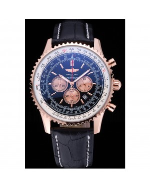 Breitling Navitimer 01 Black Dial Rose Gold Case Black Leather Bracelet 622503