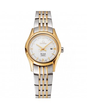 Omega De Ville Ladies White Dial Gold Case Two Tone Bracelet 1453786