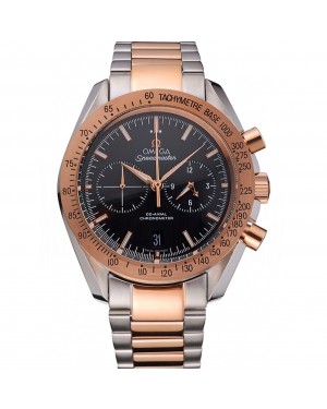 Omega Speedmaster Black Dial Gold Bezel Stainless Steel Case Two Tone Bracelet 622804