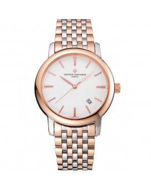 Vacheron Constantin Patrimony Silver Dial Rose Gold Case Two Tone Bracelet 62292