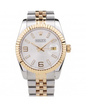 Rolex DateJust Two Tone Stainless Steel 18k Gold Plated Silver Dial 98084