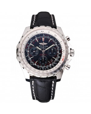 Swiss Breitling Bentley Black Croco Leather Bracelet Black Dial 80286