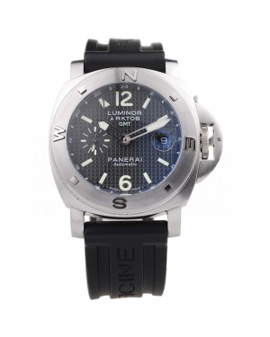 Panerai Luminor Brushed Stainless Steel Case Black Dial Black Rubber Strap 98163