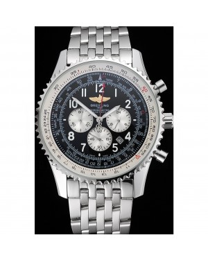 Breitling Navitimer Black Dial White Subdials Stainless Steel Case And Bracelet