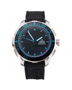 Omega Speedmaster Skywalker X-33 Black Dial Blue On Black Bezel Stainless Steel Black Rubber Strap