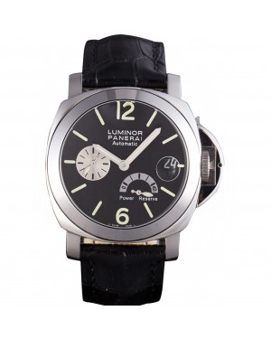 Panerai Luminor Power Reserve Black Dial Black Leather Bracelet