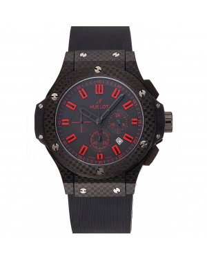 Hublot Big Bang Carbon Dial With Red Markings Carbon Case And Bezel Black Rubber Strap 622775