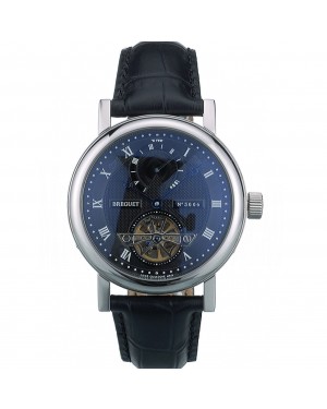 Breguet Classique Complications Stainless Steel Case Black Leather Strap 80157