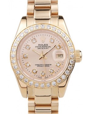 Rolex Datejust 18k Yellow Gold Plated Stainless Steel Diamond Plated 98076