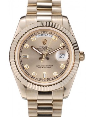 Rolex DayDate Gold Stainless Steel Ribbed Bezel Goldish Dial 41979