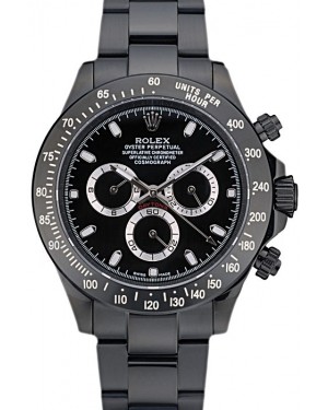 Rolex Daytona Black Ion Plated Tachymeter Black Stainless Steel Strap Black Dial 80247